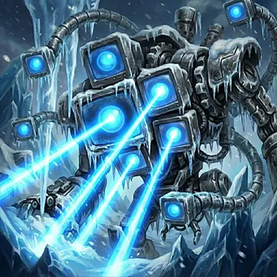 Gefrorene Welt und Roboter