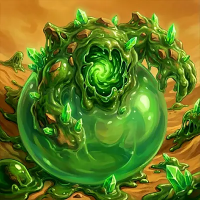 Eine Wüstenlandschaft mit einer schleimartigen Kreatur