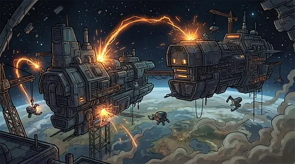 Bau der Arche-Schiffe im Orbit